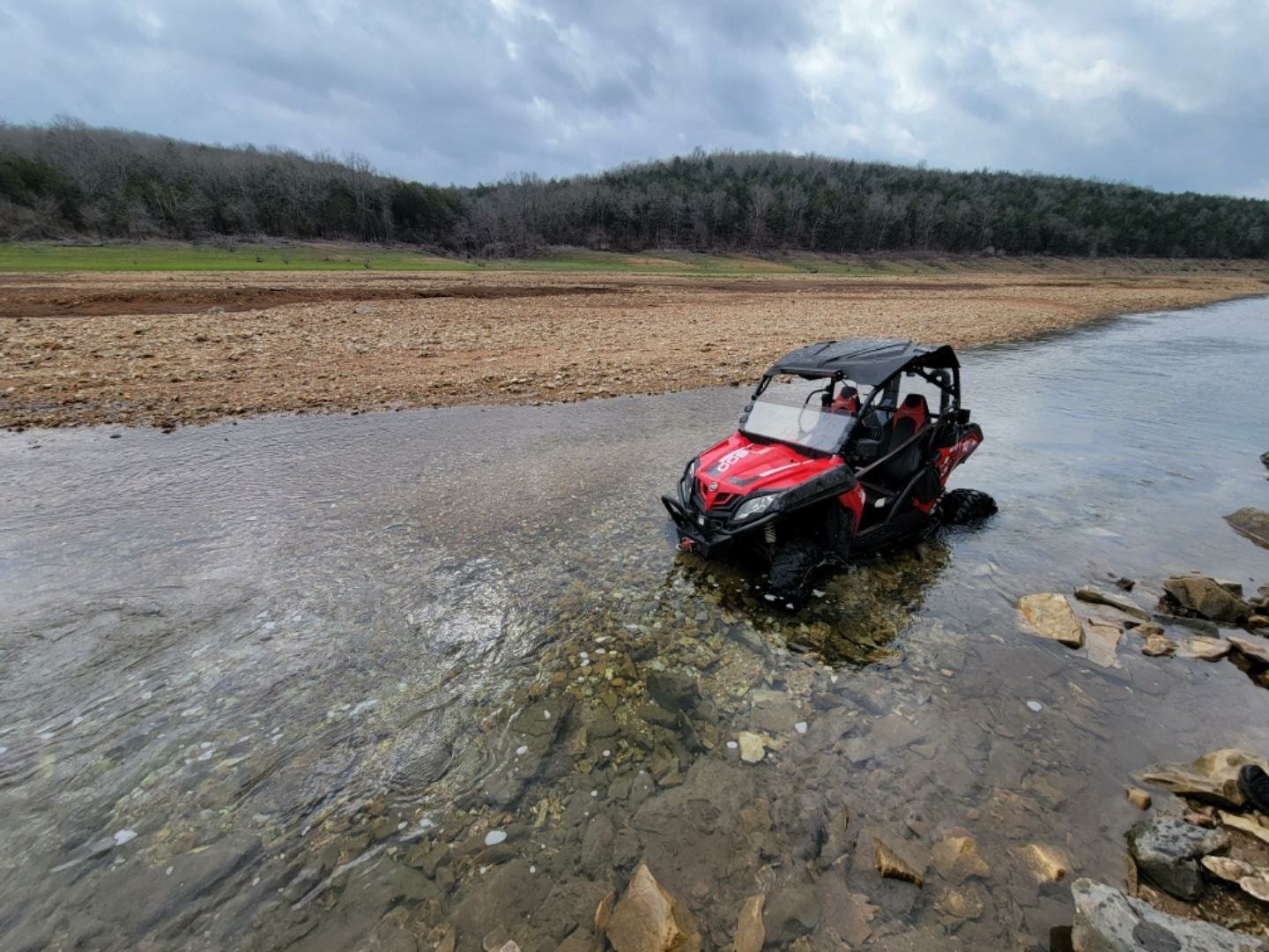 Ozark County Sheriff’s deputies this week located a stolen UTV, shown, in a lake near Spring Creek.